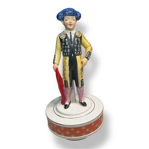 Vintage Matador Music Box Figurine Bullfighter Ceramic
